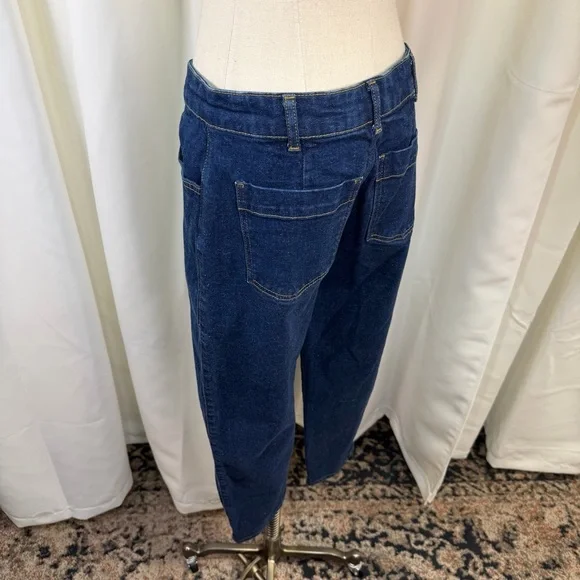 Boden ‘High-Rise Barrel Leg Jeans’ in Indigo Blue Rinse Size 8 Petite - Picture 9 of 15
